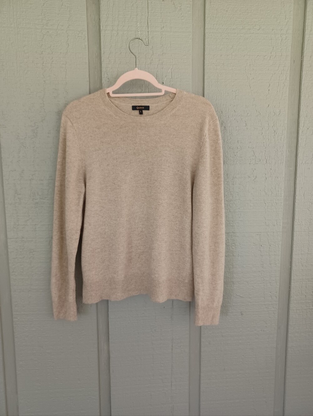 Quince Mongolian Cashmere Sweater Size L Women Long Sleeve Minimalist In Oatmeal